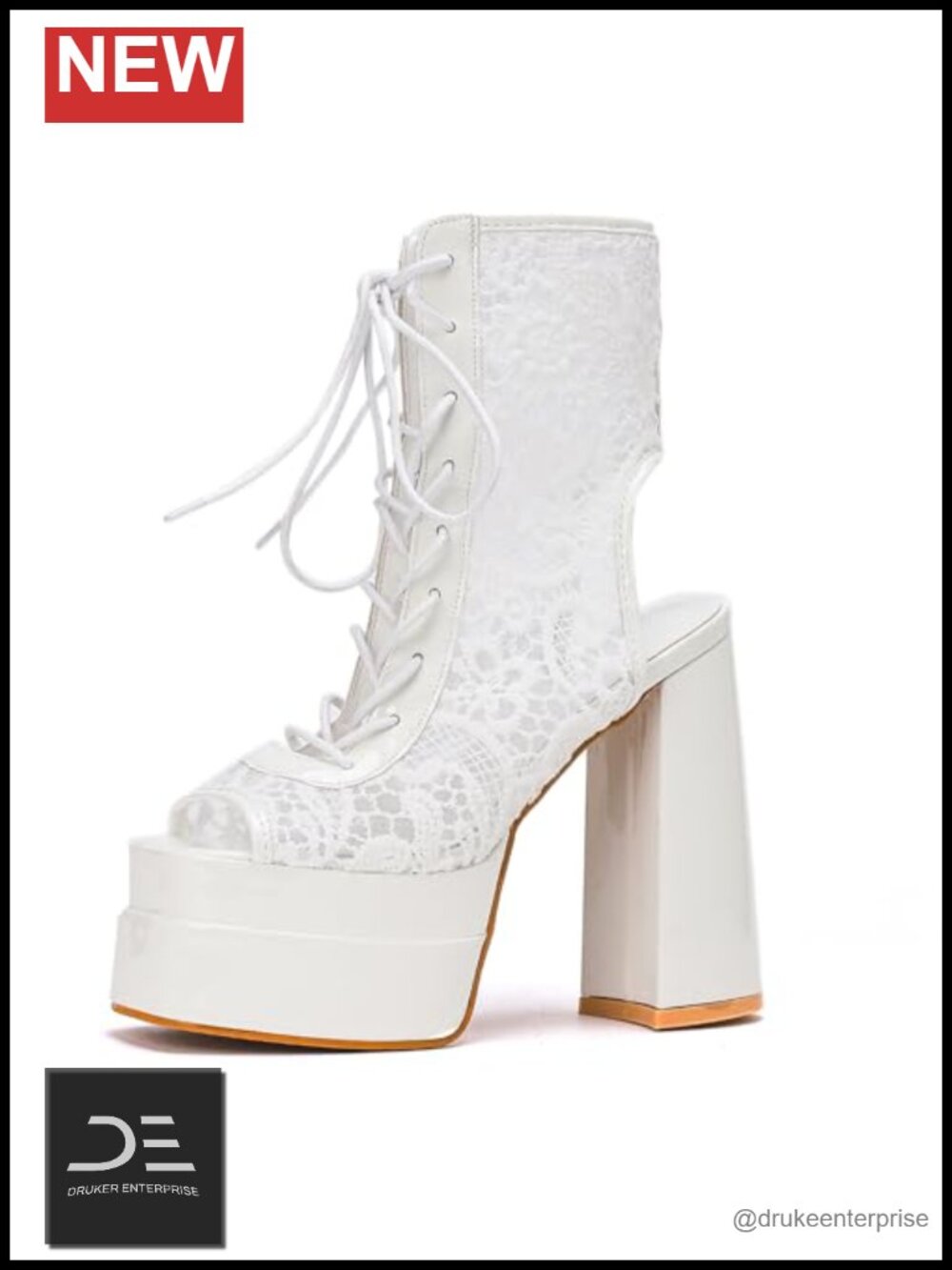 Lace Platform Chunky High Heels Lace-up Slingback Sandals Square Open Toe Party